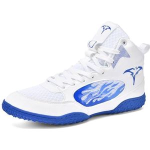 ZHENSI Boksschoenen Hoge Top Worstelsneakers Voor Heren Lichtgewicht Antislip Fitness Martial Arts Schoenen,Blauw,38 EU