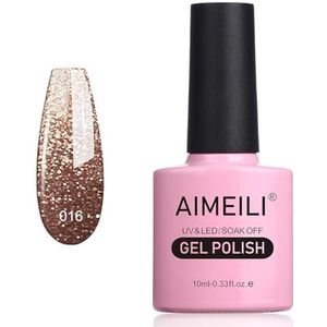 AIMEILI Gel Nagellak UV LED Gellack Soak Off Gel Polish - Tinsel Toast Gold Diamond (016) 10ml