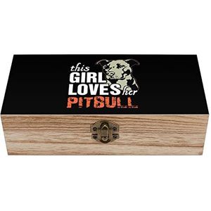 This Girl Loves Her Pit Bull houten kist met deksel opbergdozen organiseren sieradendoos decoratieve dozen voor vrouwen mannen