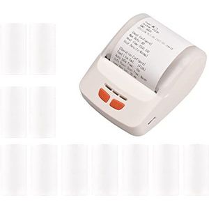 Bonprinter Draagbare 58 mm mobiele thermische printer Draadloze BT Mini Bill Ticket Printing Compatibel met Android iOS Windows met 11 stks Thermische papierrollen for Restaurant Supermarkt/876 (Colo