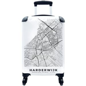 MuchoWow® Koffer - Stadskaart - Harderwijk - Grijs - Wit - Past binnen 55x40x20 cm en 55x35x25 cm - Handbagage - Trolley - Fotokoffer - Cabin Size - Print