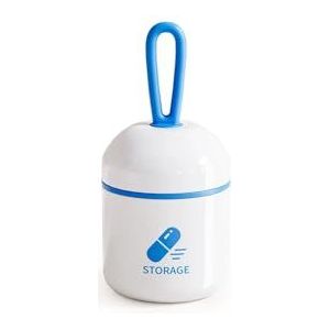 Waterdichte pillenkoker 2-vaks draagbare medicijndoos pillenorganisator voor vitaminesupplementen (1 stuks-blauw)