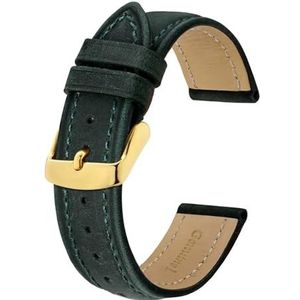 Jeniko Horlogeband 14mm 15mm 19mm 20mm 22mm 23mm 24mm Crazy Horse Lederen Horlogebandjes Vintage Vervanging Riem Gouden Gesp (Color : Green, Size : 24mm)