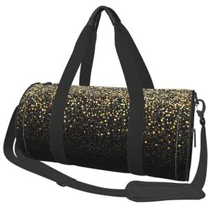 Goud Glitter Zwart Cool Modern, Grote Capaciteit Reizen Plunjezak Ronde Handtas Sport Reistas Tote Bag Fitness Tas, zoals afgebeeld, Eén maat