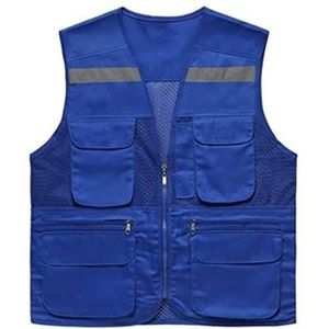 Fluorescerend Vest Reflecterend pak polyester vezel reflecterende veiligheidsvest met zilveren staaf geschikt for nachtelijke jogging Reflecterend Harnas (Color : Blue, Size : XXL)
