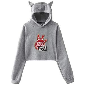 Viplili Super hoodie voor dames, Bock Cat Ear Hoodie Ultra Zacht shirt met lange mouwen, Grijs, M