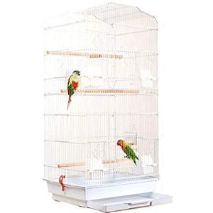 Vogelhuisjes Gevouwen Metal Parrot smeedijzer Bird Cage Plus High Cage creatieve schilderijen Wenkbrauwen Bird Cage Pet Products Flight Cage (Color : White-regular version)