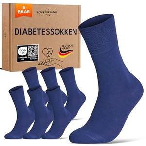 Diabetes Sokken dames zonder elastische band & zonder naad 6 Paar sokken Diabetici met Comfortband katoen 35-38 blauw