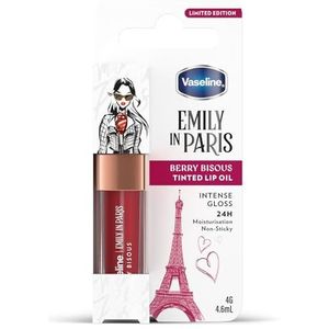 Vaseline x Emily in Paris Lip Oil Berry Bisous, getinte lipgloss voor vollere lippen, (Berry Bisous - 1 x 4g)