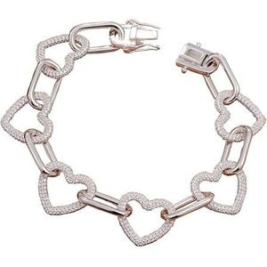 Ketting vol diamanten hart armband vrouwelijk for sterling zilver dames hart perzik hart zilver zilveren sieraden (Color : 15.8cm, Size : 925Silver)