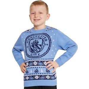 Manchester City FC Kersttrui Kinderen Tieners Warme Gezellige Voetbal Kersttrui 7-14 Jaar - Man City Cadeaus voor Jongens (Blauw, 11-12 Jaar)