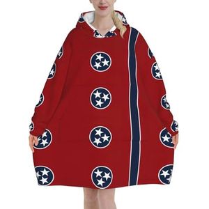 Oversized Tennessee State Flag Hoodies Vrouwen Uk Pluizige Deken Hoodie Sherpa Vrouwen Fleece Draagbare Deken Mannen