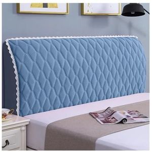 VONCYKI Verdikte hoofdeindehoezen eenvoudige slaapkamer effen kleur hoofdeindehoes modern houten bed leer en dekbedovertrek doek (Color01 blauw, 210 cm x hoogte 65 cm)