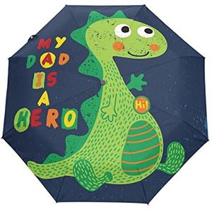 Baby Groene Dinosaurus Automatische Paraplu Winddicht Opvouwbare Paraplus Auto Open Sluiten voor Meisjes Jongens Vrouwen, Patroon, M