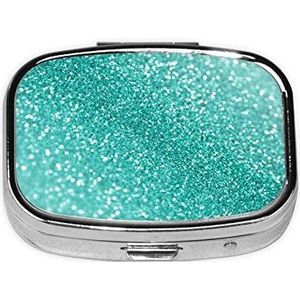 Mini vierkante pillendoos, medicijnorganizer, glitter draagbare EHBO-doos, reispillendoos met 2 vakken, kleine pillendoos voor zak of portemonnee