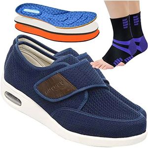 TsoLAY Unisex orthopedische pantoffels heren diabetici pantoffels brede voet artritis oedeem schoenen klittenbandsluiting gezwollen voeten schoenen pantoffels oedeem voor diabetici blauw ||40,5 EU