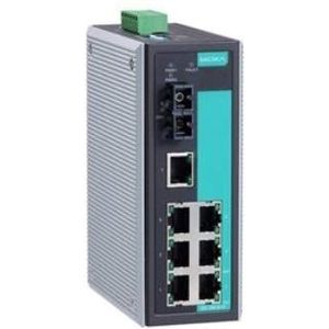 Industrial Unmanaged Ethernet Switch with 7 10/100BaseT(X) ports, 1 single mode 100BaseFX port, SC connector, -40 to 75°C