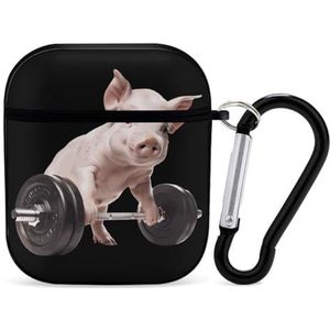 Varken Gym Gewichtstraining Leuke Case Voor AirPods 2&1 Schokbestendige Beschermende Hoofdtelefoon Gevallen Cover Met Sleutelhanger Voor Mannen Vrouwen