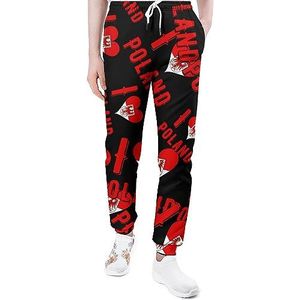 I Love Poland Joggingbroek voor Mannen Yoga Atletische Jogger Joggingbroek Trendy Lounge Jersey Broek M