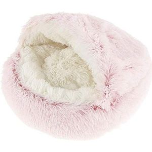 ping bu Kattentent, kattenbed, knusse iglo voor katten, zacht pluche huisdierengrot, huisdierbed, antislip, warm en wasbaar, kattenslaapbedtent (50 x 50 cm, roze)