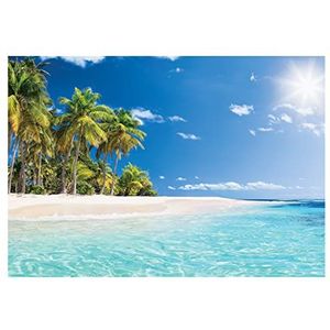 WallArena - Fotobehang - Strand - Zee - Palmen - Oceaan - Tropisch - 368 x 254 cm - 4 banen