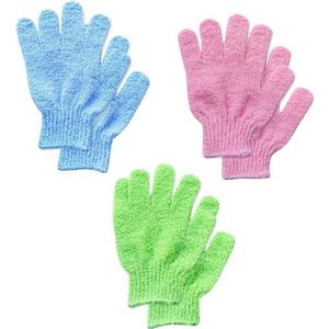 6 stuks exfoliërende handschoenen - bamboe douchehandschoenen - bad en lichaam exfoliator wanten - schrobt ingegroeide haren en dode huid weg - voor douche, spa, massage en dode huid celverwijderaar