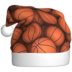 OPSREY Basketbal Oranje Gedrukt Kerst Hoed Volwassen Unisex Kerst Hoed Kerst Nieuwjaar Vakantie Party Supplies