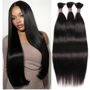 Haar vlechten, Menselijk vlechthaar 1/3 bundel kleur steil bulk haarextensies zonder inslag for boho-vlechten Haarextensies(22 24 26)