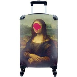 MuchoWow® Koffer - Mona Lisa - Leonardo da Vinci - Roze - Past binnen 55x40x20 cm en 55x35x25 cm - Handbagage - Trolley - Fotokoffer - Cabin Size - Print