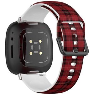 Zachte sportband compatibel met Fitbit Sense/Sense 2 / Versa 4 / Versa 3 (rood tartan plaid Schots) siliconen armband accessoire