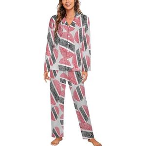 Trinidad en Tobago Finge Print Lange Mouw Pyjama Sets voor Vrouwen Klassieke Nachtkleding Nachtkleding Zachte Pjs Lounge Sets