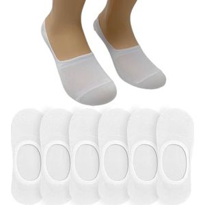 Easy8 - Onzichtbare sokken voor heren van katoen, 6 paar, voetbeschermingssokken met siliconen op de hiel voor mocassins, sneakers, pedalini, zomer, wit