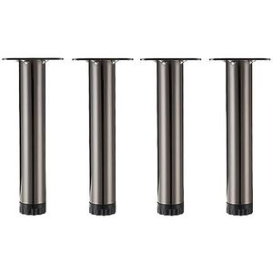 Set van 4 meubelpoten, kastpoten, metalen ronde banksteunvoet, verstelbare voeten for keuken, tafel, kast, planken(Gun Black,78MM)