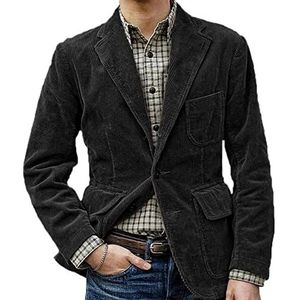 Casual corduroy blazerjas heren effen kleur revers, single-breasted colbert met zakken