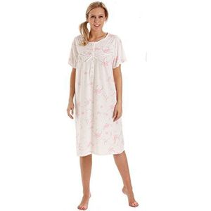 Dames nachthemd met korte mouwen jersey polykatoen maat UK 10-36 Plus, roze, 44-46