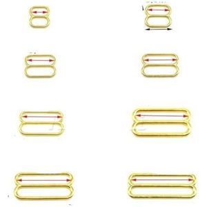 ORGEFY 100 stuks / L 6 mm ~ 25 mm verstelbare gespen voor beha van metaal, clips voor ondergoed schuiver voor lingerie instelling doe-het-zelf accessoires, 18 mm goud zilver