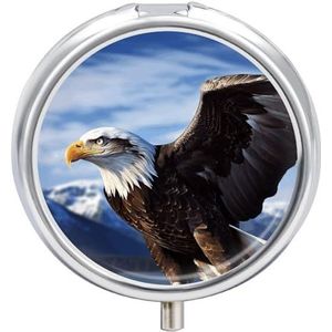 Eagle pillendoos 3 compartimenten reispillenorganizer met spiegelontwerp draagbare pillendoos voor zak of portemonnee rond medicijndoosje wekelijkse medicijnhouder voor dagelijkse medicijnen