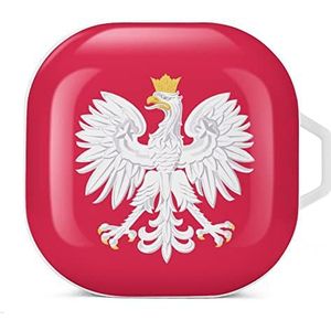 Polen Nationaal embleem Oordopjes Hoesje Compatibel met Samsung Hard Shell Beschermhoes Wit-Stijl