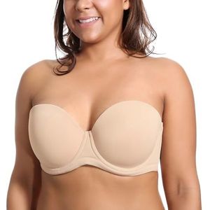 Delimira Dames Onderdraad Contour Multiway Volledige Dekking Strapless BH Plus Size Beige 75C