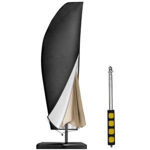 Ceisazira Zwarte parasolhoes, zweefparasolhoes, parasols protector, parasolhoes, afdekhoes voor marktparasol, waterdicht, gebruik buitenshuis, tuinparasolhoes met stang.