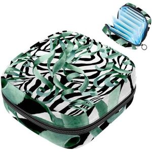 MUOOUM Maandverband Opbergtas, Zebra Rood Blad Menstruatie Cup Pouch, Draagbare Maandverband Pads Opbergzakken Vrouwelijke Menstruatie Eerste Menstruatie Tas voor Tiener Meisjes Vrouwen Dames