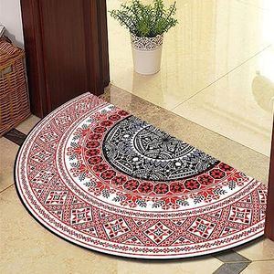 Guest Ruyunlai Halve cirkel tapijt voor gepersonaliseerde deurmatten entree deur welkom binnenmatten rond buiten buiten binnen tapijt voor achterdeur zwart hart 80x130cm