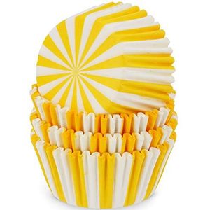 MoNiRo Papieren muffin vormpjes - cupcake bakvorm van papier motief Geel-Wit Swirl - Muffin vorm - Cupcake vorm - Papiervormen - Cupcake vormpjes - Muffinvorm - Bakvormen - Muffinvormen - Muffinvormen