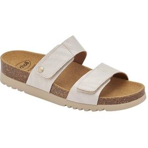 Scholl, Verstelbare damessandalen met dubbele klittenbandsluiting, Ivoor, 35 EU