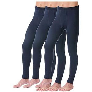 HERMKO 3540 lange onderbroeken voor heren, met gulp, verpakking van 3 stuks, verschillende kleuren, biologisch katoen, marineblauw, XL