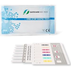 Multi10 Drugtest voor het bepalen van 10 soorten stoffen in de urine: THC, cokaïne, amfetamine, BZO, MTD, MDMA, OPI, BAR, MET en KET CE drug test