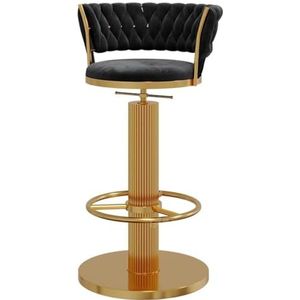 Barkruk Barstoelen Barkrukken Met Hoge Rugleuning, Hoogteverstelling, Schroeflift, 360° Rotatie, Fluwelen Tegenkruk Met Ronde Metalen Voetsteun Keukenstoelen Hoge Krukken (Color : Black, Size : Sitt