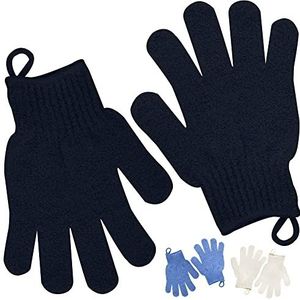 Exfoliërende handschoenen - Badhandschoenen 1 paar douchehandschoenen, exfoliërende handschoenen, wanten handschoenen voor mannen en vrouwen, douchehandschoenen body spa maakt huid zacht gezond lichaam, exfoliërende handschoenen 1 paar zwart