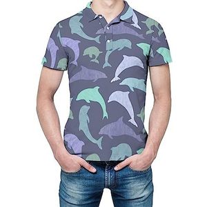 Purple Dolphins heren shirt met korte mouwen golfshirts normale pasvorm tennis T-shirt casual zakelijke tops