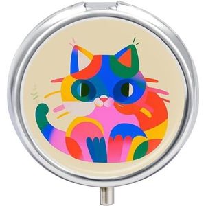 Draagbare Pillendoos Pil Case Kleurrijke Katten Reizen Pillendoos Kleine Pil Case Dagelijkse Pil Container Pil Organizer Pocket Geneeskunde Doos Leuke Pil Case